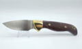 CASTLEGATE, Fixed Blade, 2.75" 1095 Satin Drop Point Blade, Black Ash Burl Wood Handle with Custom Pins & Brass Bolsters, Custom Leather Sheath
