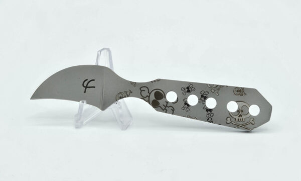 PIERRE SUPPER/FRED PERRIN (FP1904-E) "Engraved Fruit Knife" Fixed Blade, 1.75" 440C Hawkbill Blade, Skeleton Handle, Black Kydex Sheath
