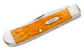 Case (26560) "Trapper" Non-Locking Folder, 3.24"/3.27" Stainless Steel Mirror Polish Clip Point/Spey Blades, Persimmon Orange Bone Handle, Slip Joint