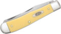 Case (30114) "Trapper" Non-Locking Folder, 3.24"/3.27" Stainless Steel Tumble Polish Clip Point/Spey Blades, Yellow Synthetic Handle, Slip Joint