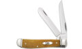 Case (58188) "Mini Trapper" Non-Locking Folder, 2.7"/2.75" Stainless Steel Mirror Polish Clip Point/Spey Blades, Smooth Antique Bone Handle, Slip Joint