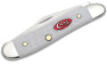 Case (60188) "Peanut" Non-Locking Folder, 2.1"/1.53" Stainless Steel Mirror Polish Clip Point/Pen Blades, White Synthetic Handle, Slip Joint