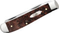 Case (64062) "Mini Trapper" Non-Locking Folder, 2.7"/2.75" Stainless Steel Mirror Polish Clip Point/Spey Blades, Brown Maple Wood Burl Handle, Slip Joint