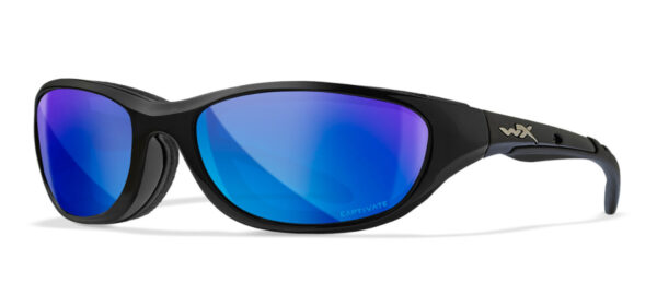 Wiley X (692) "Airrage" Captivate Polarized Blue Mirror Impact Resistant Lenses, Gloss Black Frames
