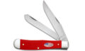Case (73930) "Trapper" Non-Locking Folder, 3.24"/3.27" High Carbon Satin Clip Point/Spey Blades, Red Synthetic Handle, Slip Joint