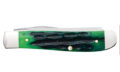 Case (75834) "Mini Trapper" Non-Locking Folder, 2.7"/2.75" Stainless Steel Mirror Polish Clip Point/Spey Blades, Hunter Green Bone Handle, Slip Joint