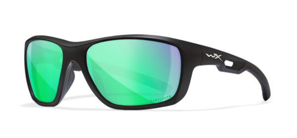 Wiley X (ACASP17) "Aspect" Captivate Polarized Green Mirror Impact Resistant Lenses, Matte Black Frames