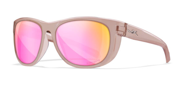 Wiley X (ACWKN10) "Weekender" Captivate Polarized Rose Gold Mirror Impact Resistant Lenses, Crystal Blush (Clear) Frames