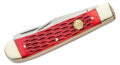 Boker (110747) "Trapper" Non-Locking Folder, 3.125" Stainless Steel Mirror Polish Clip Point/Spey Blades, Red Bone Handle, Slip Joint