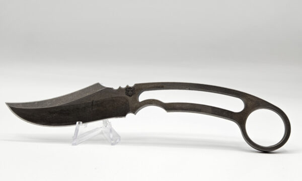 Gahagan "Bear Claw" Fixed Blade, 3.00" 1095 Dark Stonewashed Recurve Blade, Skeletonized Steel Handle, Kydex Sheath