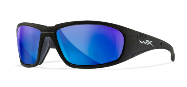 Wiley X (CCBOS09) "Boss" Captivate Polarized Blue Mirror Impact Resistant Lenses, Matte Black Frames