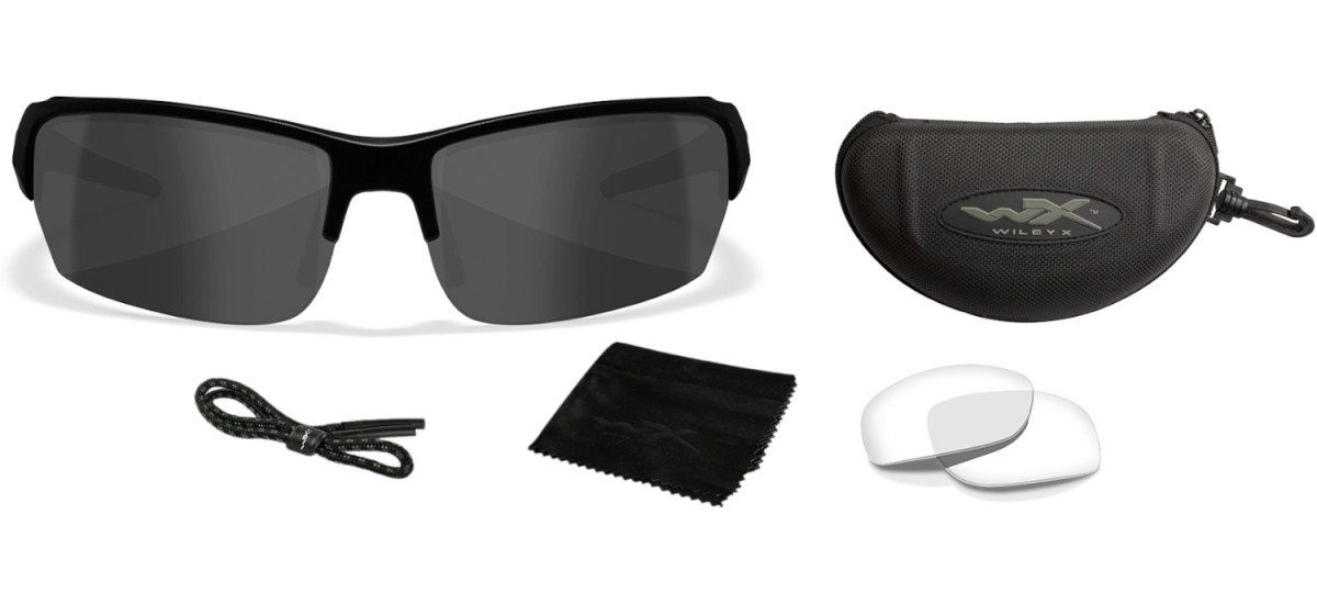 Wiley X (CHVAL07) "Valor" Smoke Grey/Clear Impact Resistant Interchangeable Lenses, Matte Black Frames - Image 2