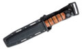 KA-BAR (5017) "KA-BAR USMC, Straight Edge" Fixed Blade, 7" 1095 Cro-Van Black Clip Point Blade, Brown Leather Wrap Handle, Black Hard Plastic Sheath