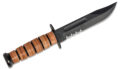 KA-BAR (5019) "U.S. ARMY KA-BAR, Serrated Edge" Fixed Blade, 7" 1095 Cro-VAn Black Clip Point Blade, Brown Leather Wrap Handle, Black Hard Plastic Sheath
