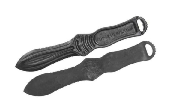 Tops (NUK-02-BLK) "Tactical Nuk Black" Non-metalic Utility Fixed Blade, 3.25" Bladk Spear Point Blade, Delrin Composite, No Sheath