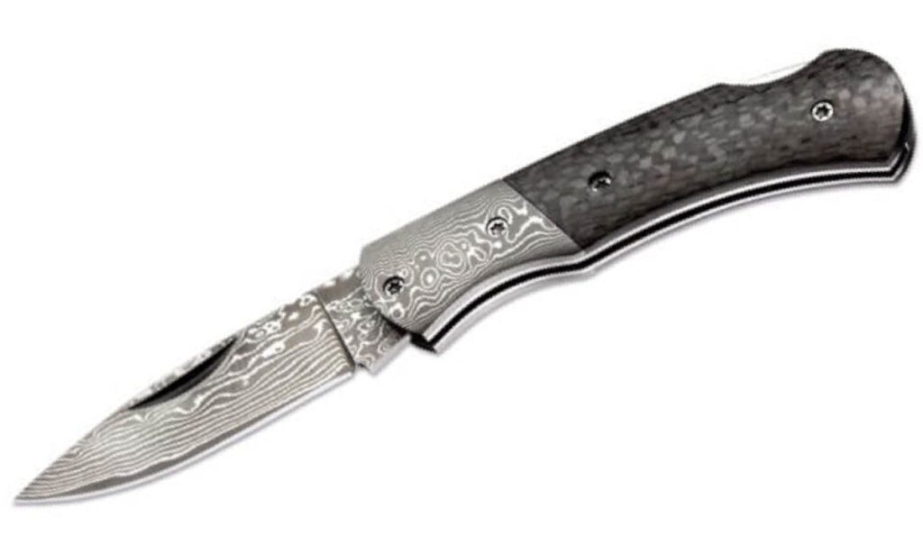 boker-magnum-01mb739dam-dc-manual-folder-2-28-damascus-drop-point-blade-carbon-fiber-handle-with-damascus-bolster-lock-back