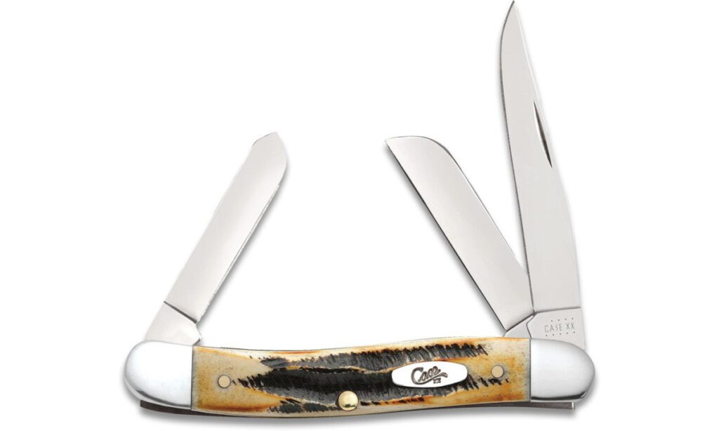 case-03587-stockman-non-locking-folder-2-57-1-88-1-71-stainless-steel-mirror-polish-clip-point-sheepsfoot-spey-blades-bonestag-handle-slip-joint
