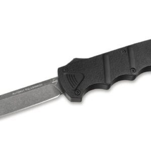Boker Plus (06EX350) "Kalashnikov OTF" Dual Action OTF, 3.54" D2 Dark Stonewashed Bowie Clip Point Blade, Black Aluminum Handle