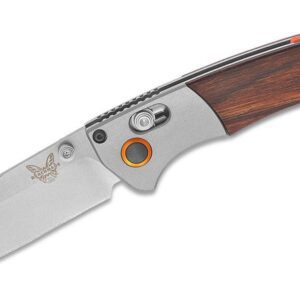 Benchmade (15085-2) "Mini Crooked River" Manual Folder, 3.40" CPM-S30V Satin Clip Point Blade, Stabilized Wood Handle, AXIS Lock
