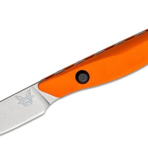 Benchmade (15700) "Flyway" Fixed Blade, 2.70" CPM-154 Satin Straight Baack Blade, Orange G-10 Handle, Orange Boltaron Sheath