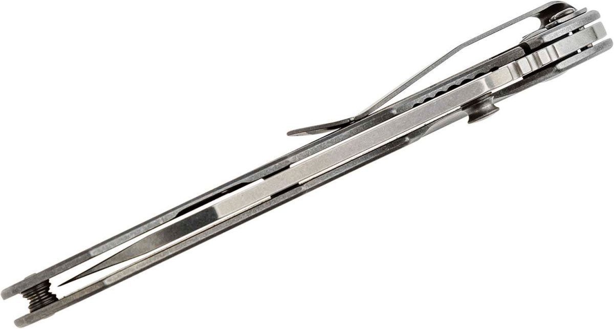 CRKT (2081) "Rasp" Manual Folder, 3.67" AUS-8 Stonewash Modified Wharncliffe Blade, Stainless Steel Handle, Frame Lock - Image 3