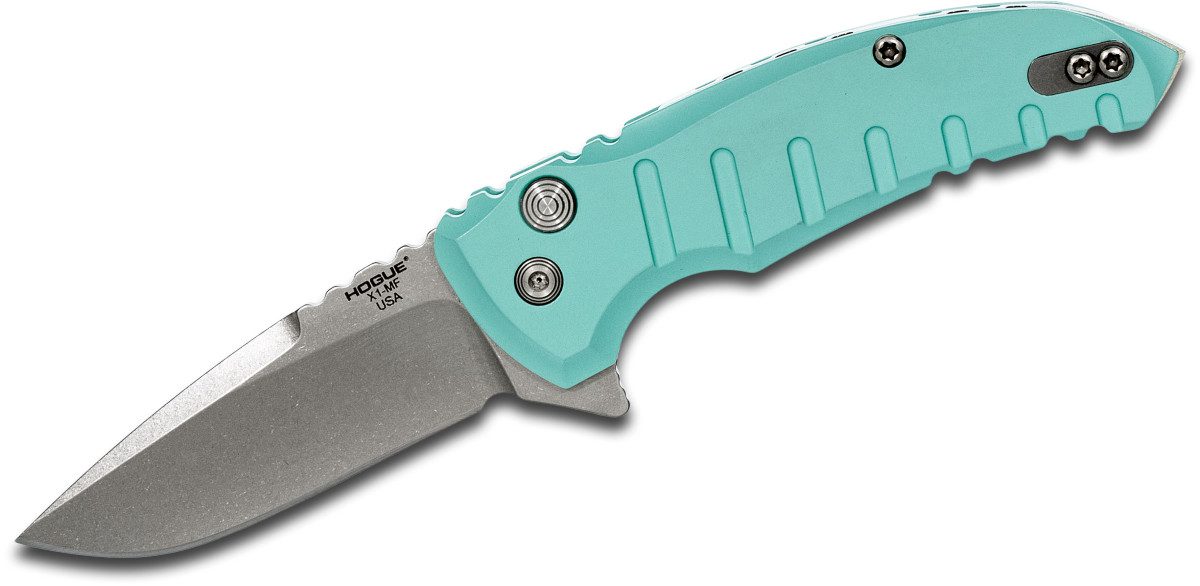 hogue-24173-x1-microflip-manual-folder-2-75-cpm-154-stone-tumbled-drop-point-blade-aquamarine-6061-t6-aluminum-handle-button-lock