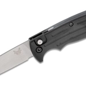 Benchmade (2551) "Mini Reflex II" Automatic Folder, 3.14" 154CM Satin Drop Point Blade, Black 6061-T6 Aluminium Handle, Push Button Lock