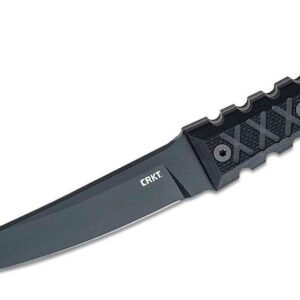CRKT (2927) "HZ6" Fixed Blade, 6.5" SK5 Black Powder Coated Trailing Point Blade, Black Milled G-10 Handle, Black Boltaron Sheath