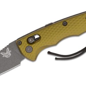 Benchmade (2950BK-2) "Auto Partial Immunity" Automatic Folder, 1.95" CPM-M4 Cobalt Black Cerakote Wharncliffe Blade, Woodland Green 6061-T6 Aluminum Handle, AXIS Lock