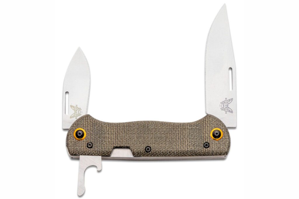 benchmade-317-1-weekender-non-locking-folder-2-97-1-97-cpm-s30v-satin-drop-point-clip-point-blades-green-canvas-micarta-handle-with-bottle-opener-slip-joint