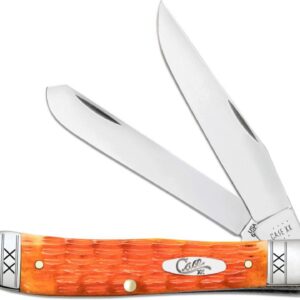 Case (35810) "Trapper" Non-Locking Folder, 3.24"/3.27" Stainless Steel Mirror Polish Clip Point/Spey Blades, Cayenne Bone Handle, Slip Joint