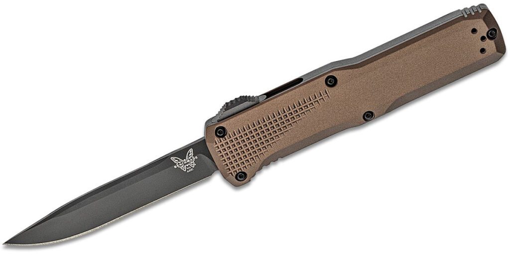 benchmade-4600dlc-1-phaeton-dual-action-otf-3-45-cpm-s30v-black-dlc-drop-point-blade-dark-earth-6061-t6-aluminum-handle