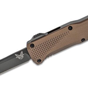 Benchmade (4600DLC-1) "Phaeton" Dual Action OTF, 3.45" CPM-S30V Black DLC Drop Point Blade, Dark Earth 6061-T6 Aluminum Handle