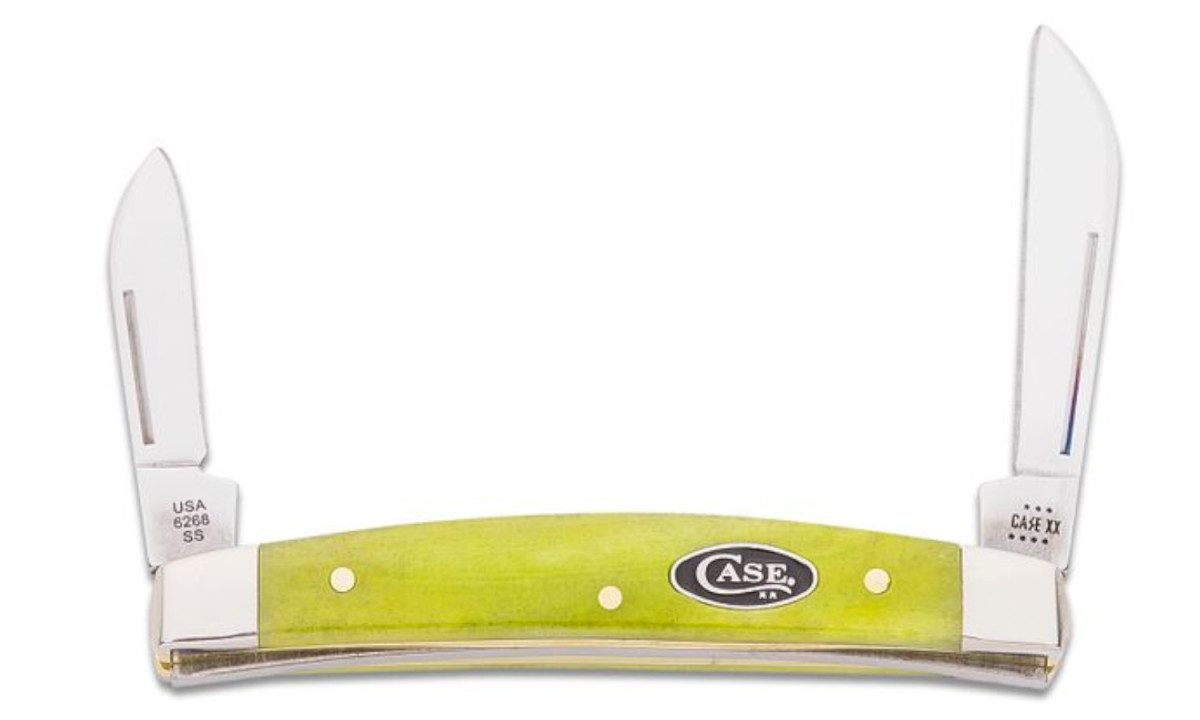 case-53032-congress-non-locking-folder-1-86-1-37-stainless-steel-mirror-polish-sheepsfoot-pen-blades-green-apple-bone-handle-slip-joint
