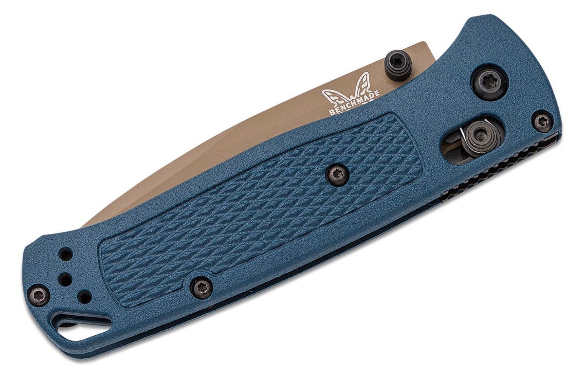 Benchmade (535FE-05) "Bugout" Manual Folder, 3.24" S30V Flat Dark Earth Cerakote Drop Point Blade, Crater Blue Grivory Handle, AXIS Lock - Image 2