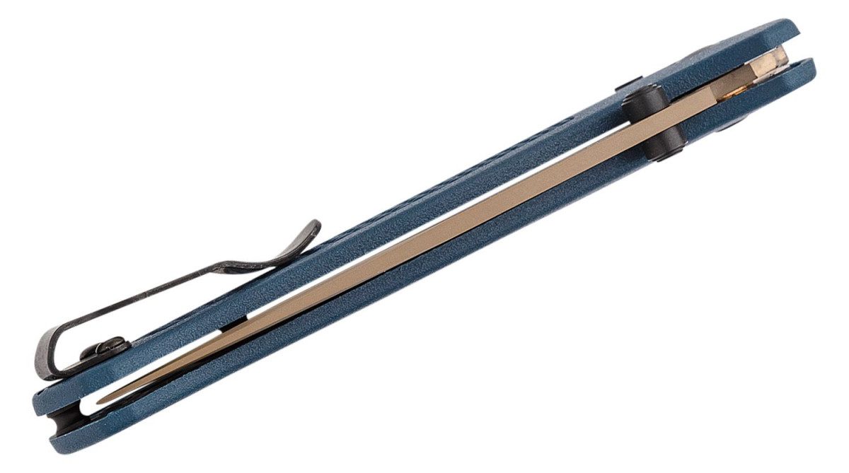 Benchmade (535FE-05) "Bugout" Manual Folder, 3.24" S30V Flat Dark Earth Cerakote Drop Point Blade, Crater Blue Grivory Handle, AXIS Lock - Image 3