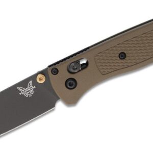 Benchmade (535GRY-1) "Bugout" Manual Folder, 3.24" S30V Tungsten Gray Cerakote Drop Point Blade, Ranger Green Grivory Handle, AXIS Lock