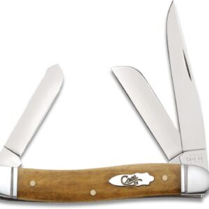 Case (58185) "Stockman" Non-Locking Folder, 2.57"/1.88"/1.71" Stainless Steel Mirror Polish Clip Point/Sheepsfoot/Spey Blades, Smooth Antique Bone Handle, Slip Joint