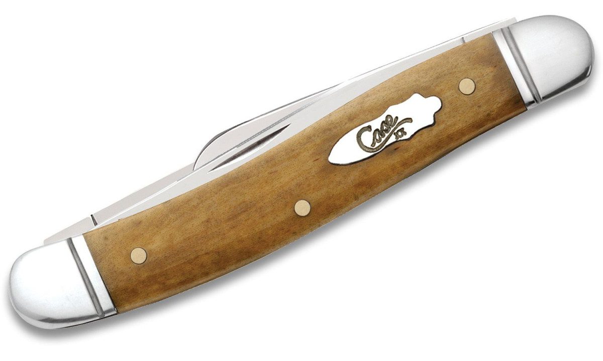Case (58185) "Stockman" Non-Locking Folder, 2.57"/1.88"/1.71" Stainless Steel Mirror Polish Clip Point/Sheepsfoot/Spey Blades, Smooth Antique Bone Handle, Slip Joint - Image 2