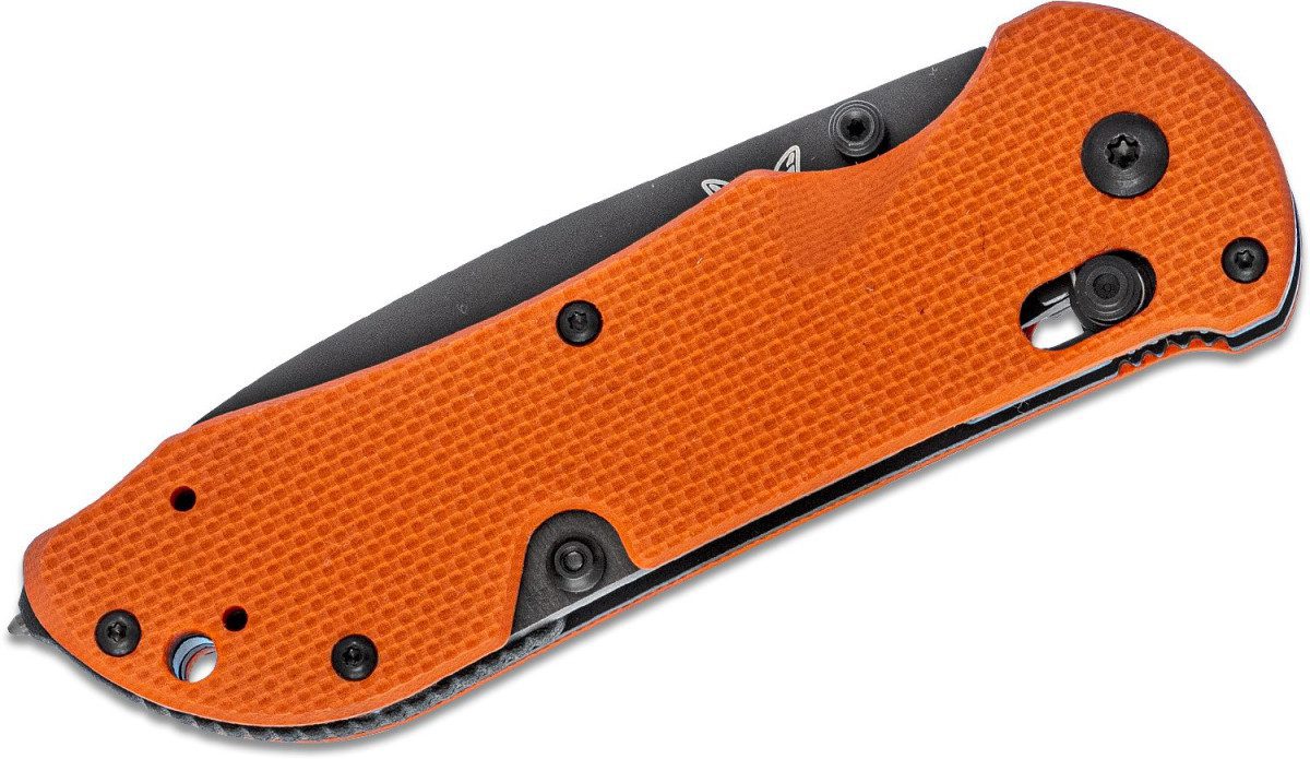 Benchmade (916SBK-ORG) "Triage" Manual Folder, 3.40" N680 Black DLC Partially Serrated Blunt Tip Blade, Orange Textured G-10 Handle with Rescue Hook & Glass Breaker, AXIS Lock - Image 2