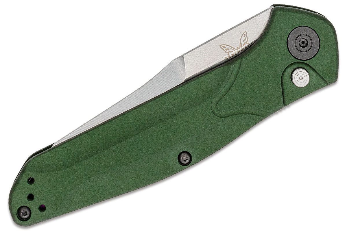 Benchmade (9400) "Auto Osborne" Automatic Folder, 3.40" CPM-S30V Satin Reverse Tanto Blade, Green 6061-T6 Aluminum Handle, Push Button Lock - Image 2