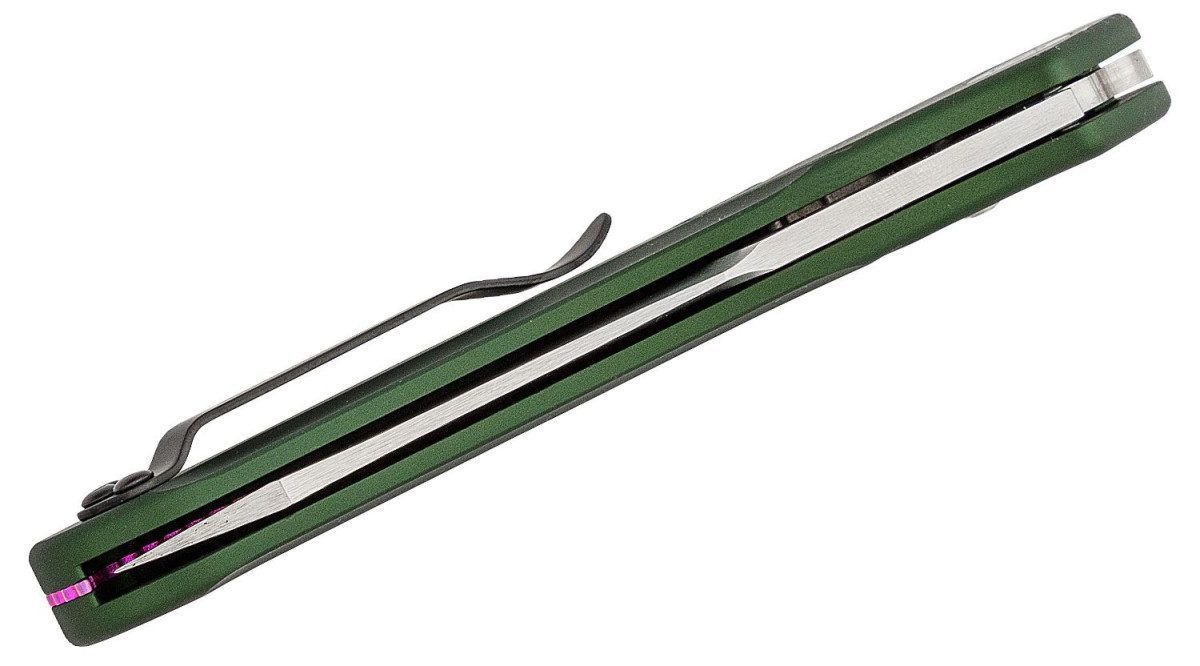 Benchmade (9400) "Auto Osborne" Automatic Folder, 3.40" CPM-S30V Satin Reverse Tanto Blade, Green 6061-T6 Aluminum Handle, Push Button Lock - Image 3