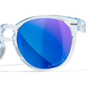 Wiley X (AC6CVT09) "Covert" Captivate Polarized Blue Mirror Impact Resistant Lenses, Midnight Blue (Clear) Frames