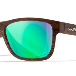 Wiley X (AC6OVN07) "Ovation" Captivate Polarized Green Mirror Impact Resistant Lenses, Matte Woodgrain Frames