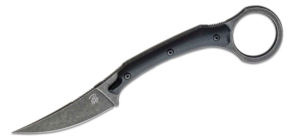 bastinelli-creations-bc-32-dsw-dopamine-fixed-blade-2-5-m390-dark-stonewashed-trailing-point-3d-milled-black-g10-handle-kydex-sheath-with-dcc-clip