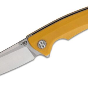 Bestech (BTKG21C2) "Texel" Manual Folder, 3.23" D2 Satin Sheepsfoot Blade, Yellow G-10 Handle, Liner Lock