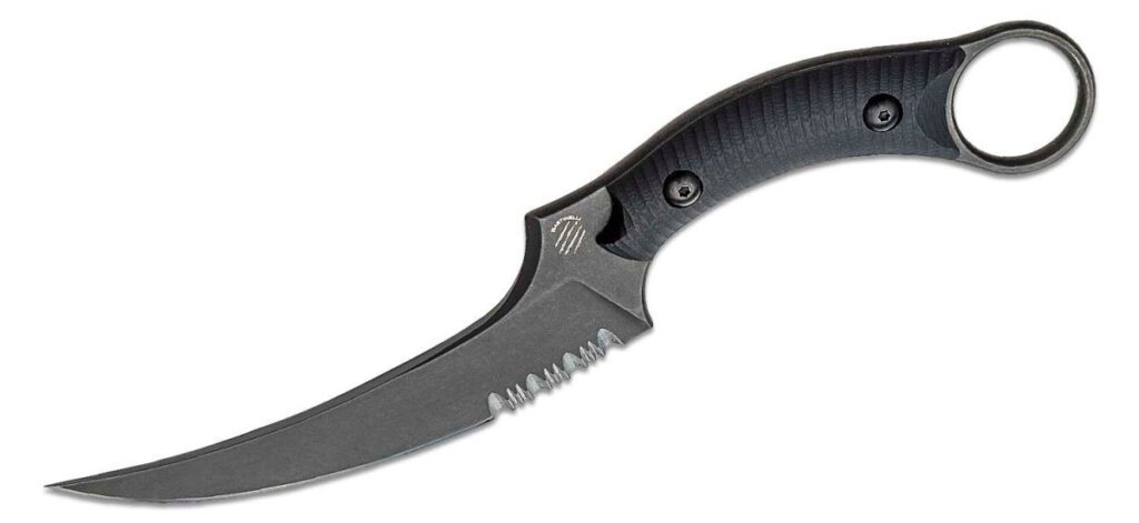 bastinelli-creations-bc-14dsws-mako-fixed-blade-4-625-n690co-black-pvd-stonewash-trailing-point-with-partial-serration-black-g10-handle-kydex-sheath