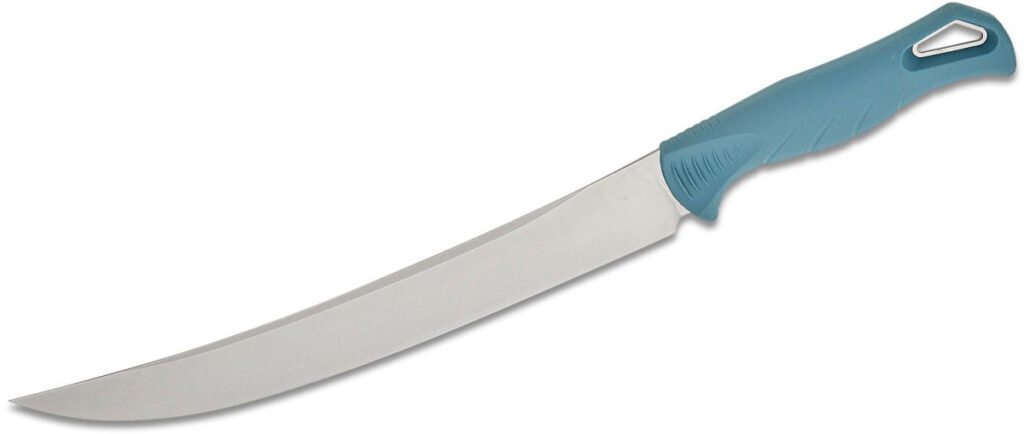 benchmade-18020-fishcrafter-fixed-blade-9-00-cpm-magnacut-satin-trailing-point-blade-depth-blue-santoprene-handle-sonar-gray-injection-molded-sheath