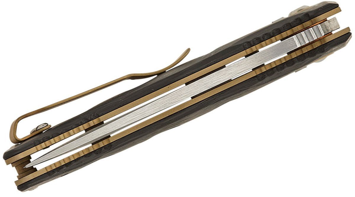 Benchmade (2730-03) "Mini Auto-Adamas" Automatic Folder, 3.25" CPM-Magnacut Stonewash Drop Point Blade, Marbled Carbon Fiber Handle, Auto Axis Lock - Image 3