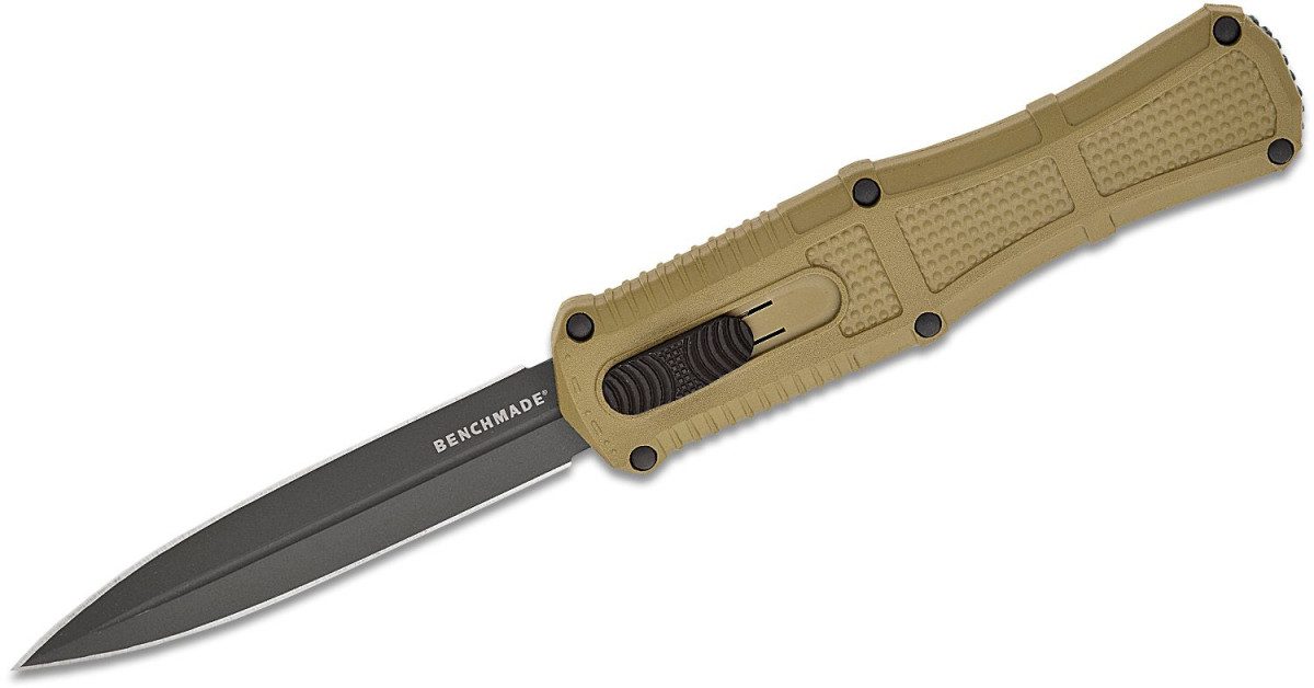 benchmade-3370gy-1-claymore-otf-dual-action-otf-3-89-cpm-d2-smoke-gray-pvd-dagger-blade-ranger-green-grivory-handle